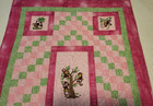 NEW HANDMADE BABY BOY GIRL  CRIB QUILT  THROW  MONKEYS PIECED EMBROIDERED PINK — photo 3