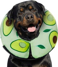 Inflatable Pet Collar Soft Adjustable XL Recovery Cone for Dogs Avocado Themed