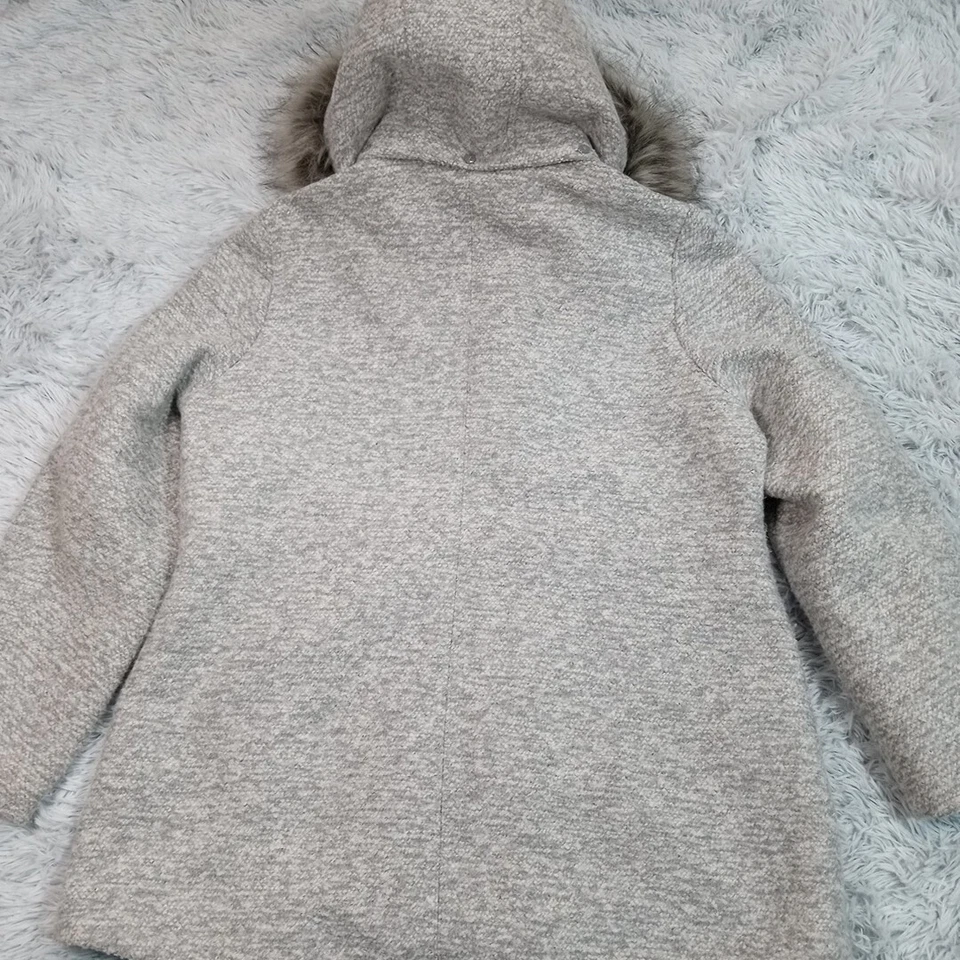 A.N.A. Chaqueta Mujer Gris XL Mezcla Lana Extraíble Capucha Bolsillos Cremallera Abrigo Foto 2 de 4