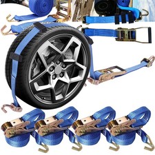 4x 5t Spanngurte Autotransport Reifengurt 5000kg Anhänger Radsicherung Transport