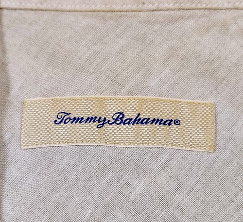 Tommy Bahama Shirt 100% Linen Hawaiian Men's Large Blue - Picture 3 of 9