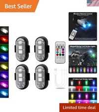 4 Pcs Magnetic Led Strobe Lights With Remote - 8 Colors For Safety Style 4 Pcs Magnetic Led Strobe Lights With Remote - 8 Colors For Safety Style