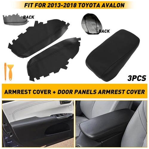 3Pcs Fits For Toyota Avalon 2013-18 Console Cover Lid Armrest & Door Panel Black - Picture 16 of 16