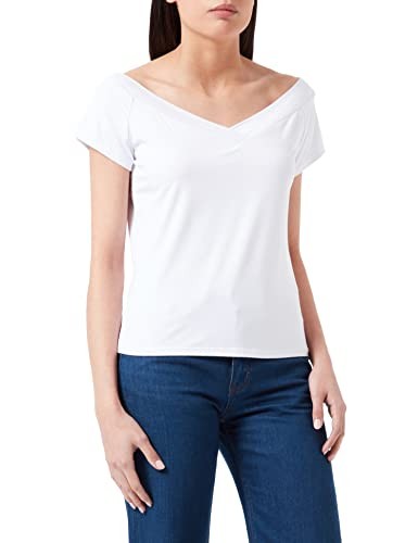 Damen T-Shirt Pieces Pcmaliva Off Shoulder V-Neck, Bright White, GrößE M Eu-image