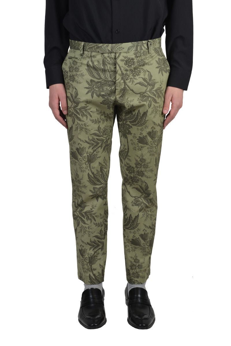 Мужские повседневные брюки Two Italian Boys FEFO зеленого цвета с цветочным рисунком Размер US 28 30 32 38