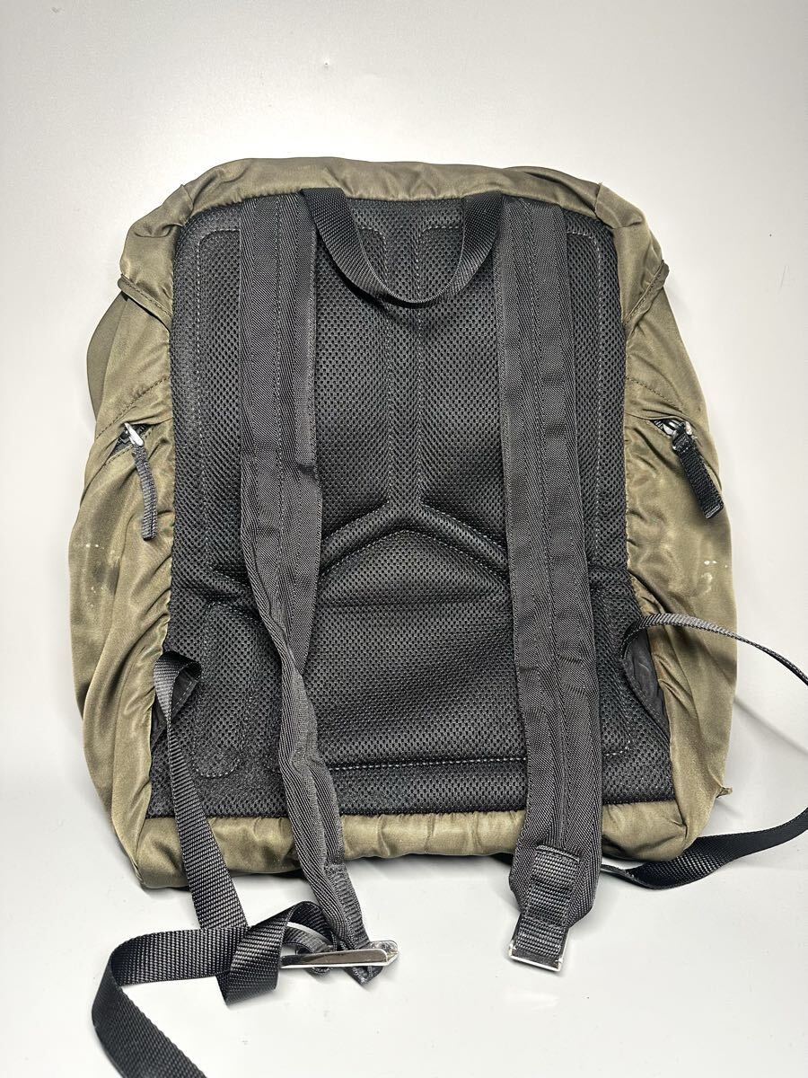 PRADA Backpack Khaki Nylon Backpack Triangle Logo Men s 2VZ062 from japan thumbnail 2