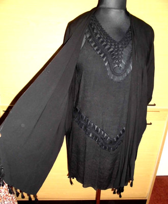 LAURA TORELLI Strand Set Strandtunika +Überwurf  Viskose Gr.46 Top Zustand