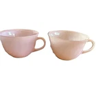 Fire King Oven Ware Vintage Pink Swirl Tea Cups Coffee Cups Set Of 2