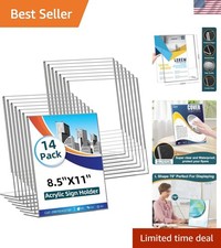14 Pack Acrylic Sign Holder 8.5x11 Inches, Clear Tabletop Plastic Paper Displ...