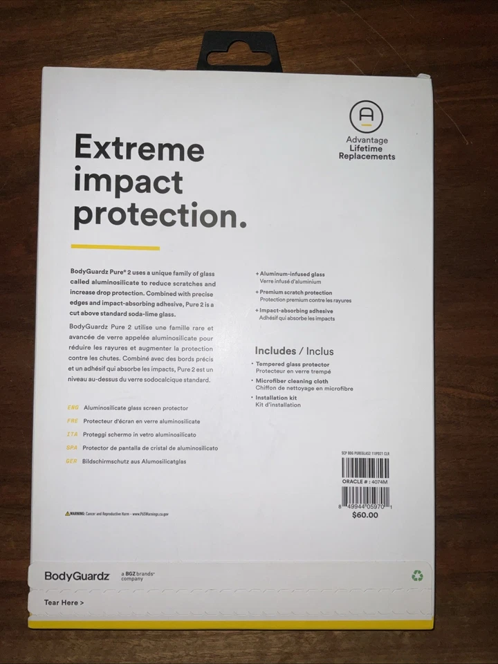 NEW Bodyguardz Pure 2 Tempered Glass Screen Protector Apple 11" inch iPad Pro - Image 2 of 2