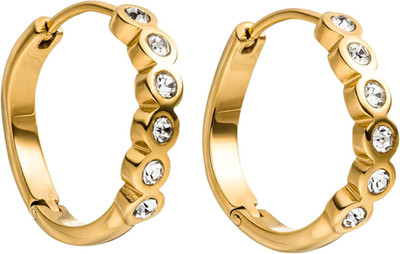 Reef Ohrringe - Creolen Aus Edelstahl Mit Weißen Zirkoniasteinen - 18K