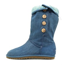 UGG Australia Damen 3158 Stiefel Blau Textil Mittel Knöpfe, gefüttert EU 39