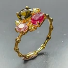 Jewelry gem Natural Tourmaline Ring 925 Sterling Silver Size 7 /R473183
