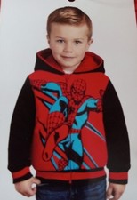 New Marvel Character Kids Plush Hoodie Spider-Man Red Warm Hooded Coat Size 4T
