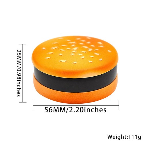 56mm Hamburger Shaped Metal Grinder Han 2-layer Herb Grinder Christmas Gift - Picture 2 of 5