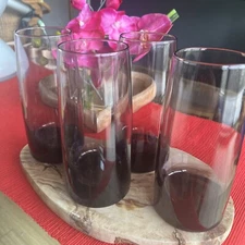 Libbey Vintage Amethyst Tumbler Glasses Heavy Mid Century Modern Set Of Eight