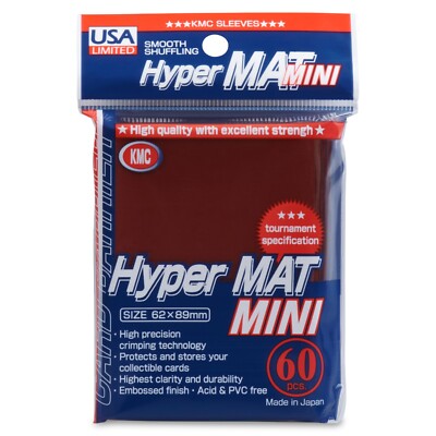 KMC Sleeves Hyper Mat Mini RED Matte Japanese Size 62x89mm (60 Count Pack)