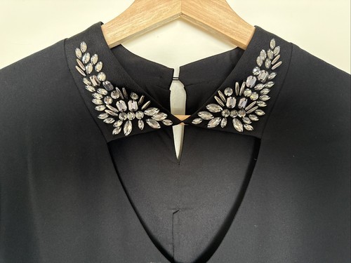 BCBGMAXAZRIA Womens Black Embellished Short Semi-Formal Mini Dress - Picture 2 of 4