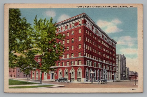 Postcard YMCA Young Men's Christian Assn Fort Wayne IN Hoagland 4 Bar Doane 1947