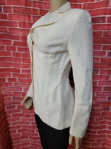 A L'AVEUGLETTE IVORY SIZE M WOMEN'S JACKET BLAZER ONE BUTTON #W6 - Picture 8 of 12