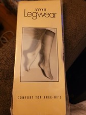 Avon Legwear Comfort Top Knee-Hi's 3 pair; Vintage, Made In USA, Ivory