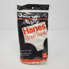 Hanes 1992 Deadstock 100 Cotton 3 White Briefs Boys 10 Vintage Underwear