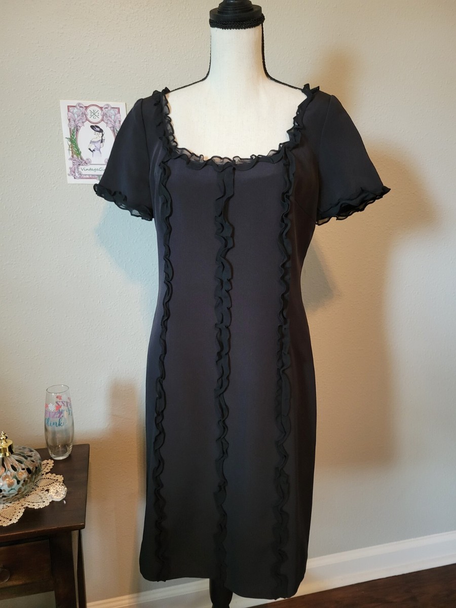 Rickie Freeman Teri Jon Vintage, 100% Silk, Black Ruffle Trim Dress, Size 6 | eBay Rickie Freeman Teri Jon Vintage, 100% Silk, Black Ruffle Trim Dress, Size 6 | eBay