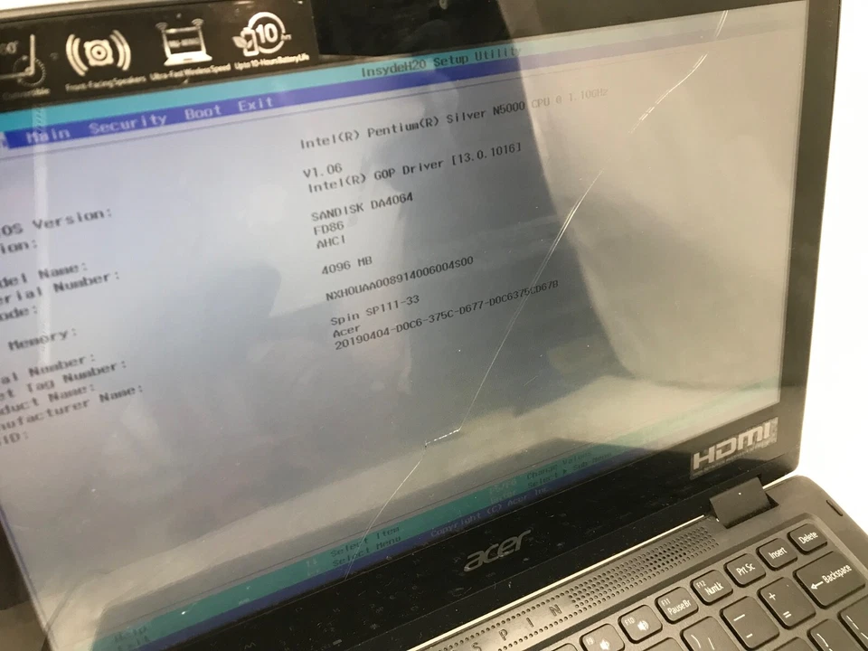 Acer Spin 111-33 11" Laptop Pentium Silver 4Gb RAM 64Gb eMMC-CRACKED DISPLAY -MZ - Image 2 of 4