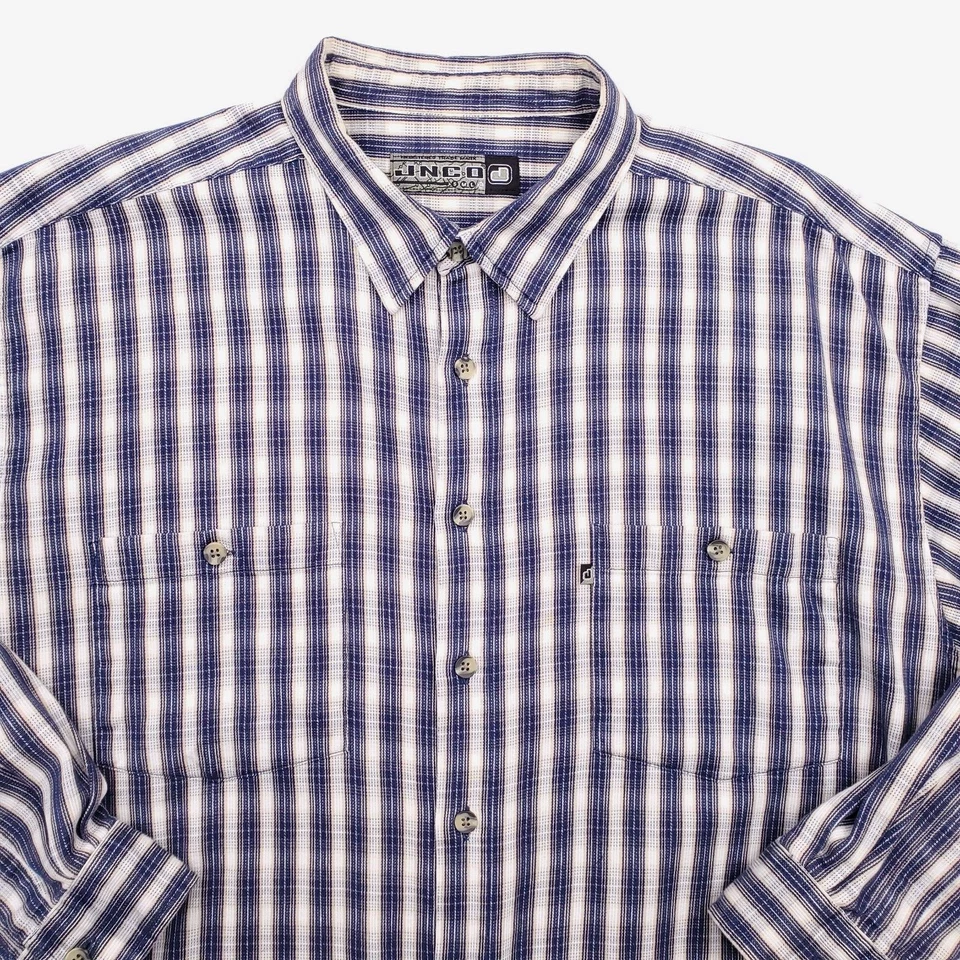 Camisa JNCO Para Hombres XL Azul Blanco Rayas De Colección Años 90 Retro Urbana Streetwear Grunge Foto 2 de 4