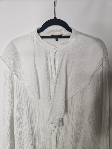 MASSIMO DUTTI Blouse Size M Medium White Long Sleeve Stretch Shirt New Romantic - 第 8/11 張圖片