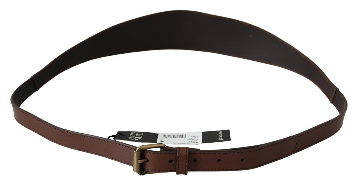 PLEIN SUD Brown Wide Leather Rustic Gold Metal Buckle Women  display picture 2