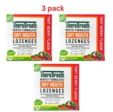 (Lot Of 3)  TheraBreath Dry Mouth Lozenges - Tart Berry - Total. 72 Count.