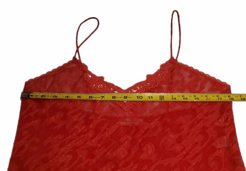 Camisón largo vintage Lucie Ann II para mujer talla mediana rojo cachemira encaje - Imagen 6 de 6