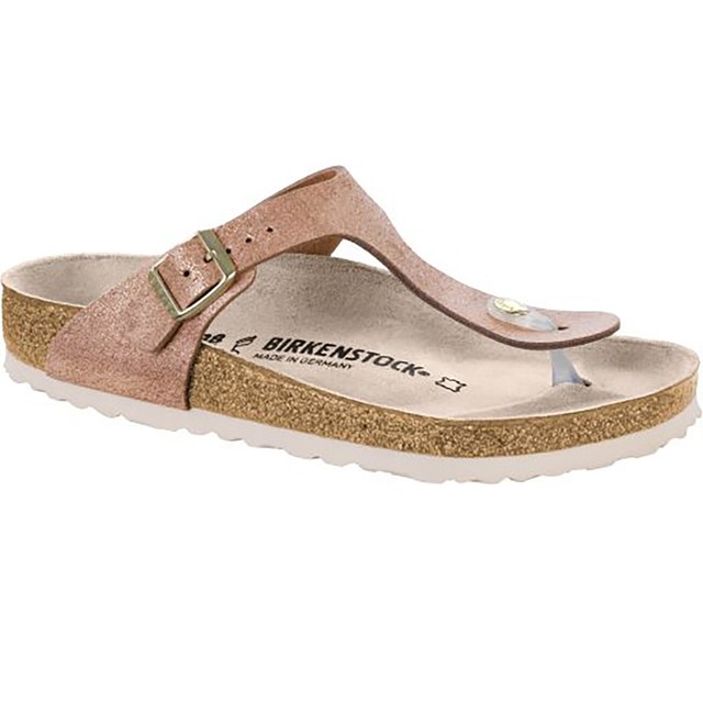 birkenstock arizona suede leather washed metallic rose gold