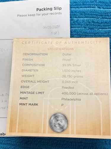 2020 BASKETBALL HALL OF FAME PROOF SILVER DOLLAR. Früher Kauf USA postfrisch (20cc) - Bild 5 von 8