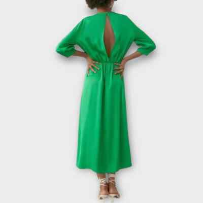 Zara Green Satin V Neck Dress Large New with tags - St Patrick's Day Kelly Green | eBay Zara Green Satin V Neck Dress Large New with tags - St Patrick's Day Kelly Green | eBay