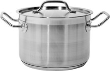 Pentola da Cucina Pentola Acciaio Inox con Coperchio Gastronomia Induzione 16 20 24cm