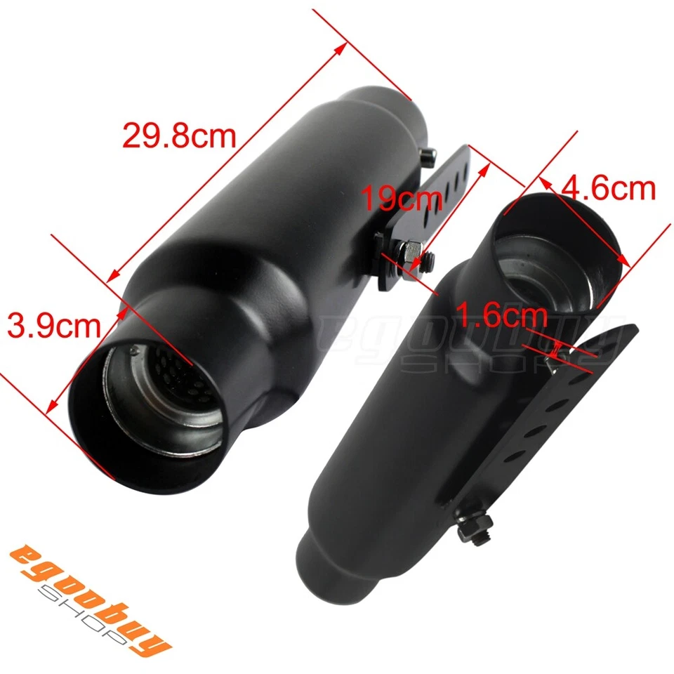 12" Black Shorty Motorcycle Muffler Exhaust Pipe For Cafe Racer Bobber Chopper - Image 2 of 4