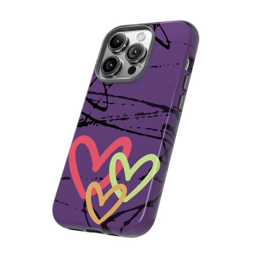 Hearts on Purple & Black Tough Handyhülle für iPhone, Samsung Galaxy, Goog Pixel - Bild 69 von 285