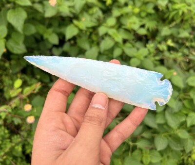 6'' Large Opalite Arrowhead, Crystal Arrowhead, Opal Spearhead, Gemstone Arrows