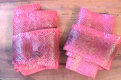 UNIQUE 1960s GENUINE SNAKE SKIN PYTHON LEATHER HIDES~ RED & BLACK ~LOT OF 2~ NEW
