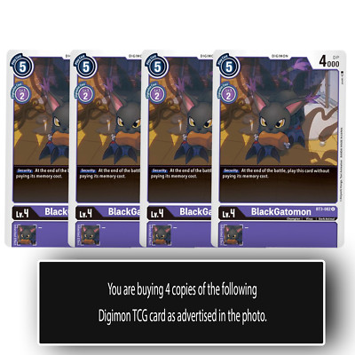 BlackGatomon - BT3-082 U - Uncommon Digimon TCG Card Playset Purple