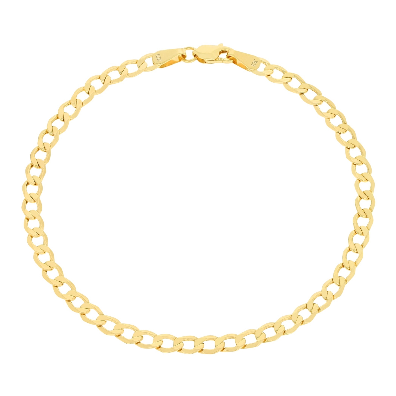 10K Yellow Gold 3.5mm Womens Cuban Link Curb Chain Bracelet Italian Made 7