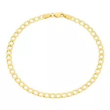 10K Yellow Gold 3.5mm Womens Cuban Link Curb Chain Bracelet Italian Made 7"