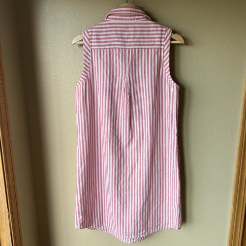 Vineyard Vines Tiamo Stripe Shirt Dress NEW Linen Sleeveless Women’s 8 Jetty Red - Picture 2 of 12