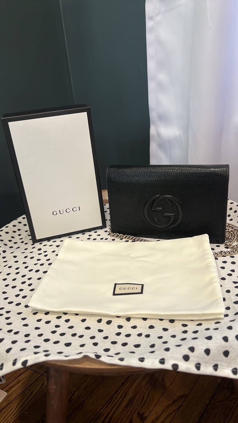 Gucci Soho Wallet on Chain Black Leather Cross Body Bag New With tags