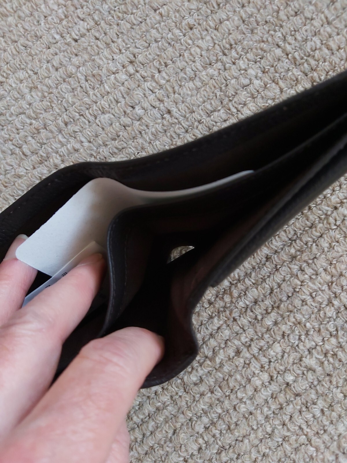 Large TIMBERLAND Mottled DARK BROWN LEATHER Billfold Wallet *COIN  