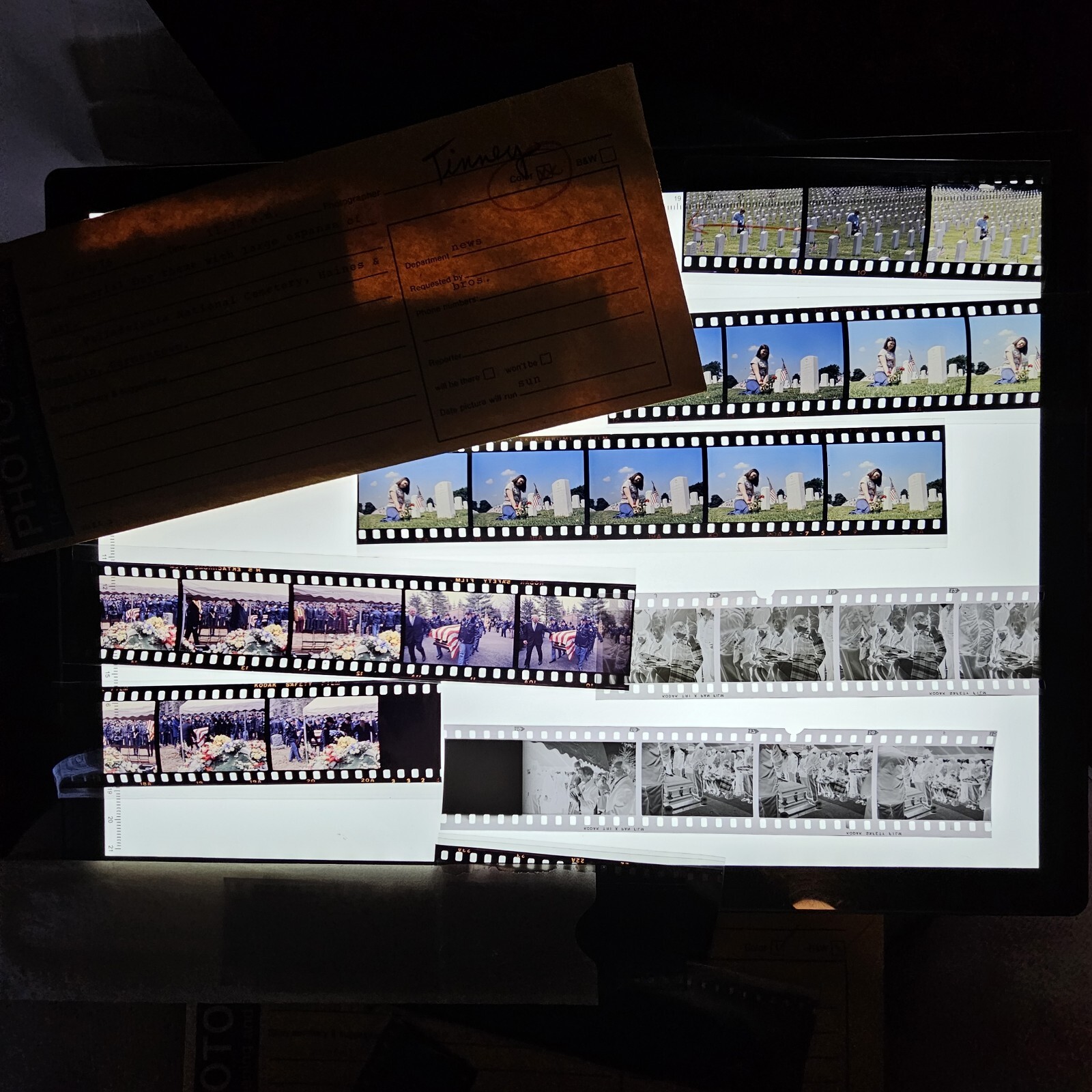 Vintage Photo Negatives Lot Newspaper Archives Cemetary Officer Burial