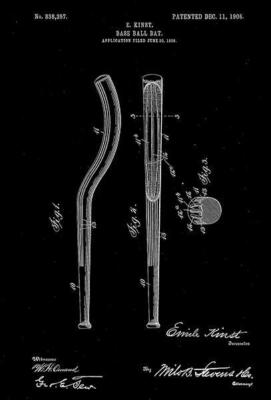 1906 - Baseball Bat - E. Kinst - Patent Art Magnet
