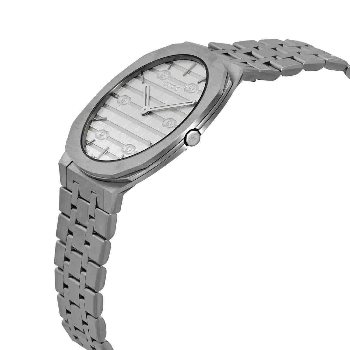 Gucci 25H Quartz Silver Dial Ladies Watch YA163402